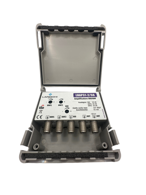 AMPLIFICATORE DA PALO 2 OUT BIII 20dB UHF1 20dB UHF2 20dB
