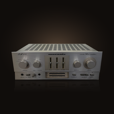 Marantz PM-410 amplificatore integrato vintage, vista frontale con coperchio